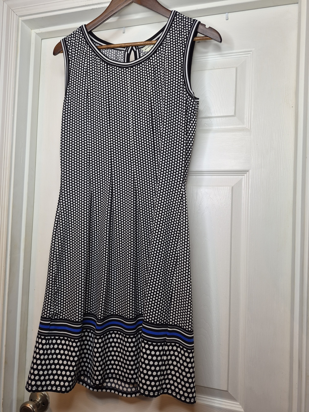 Max Studio Black and White Polka Dot Sleeveless A-Line Dress Large